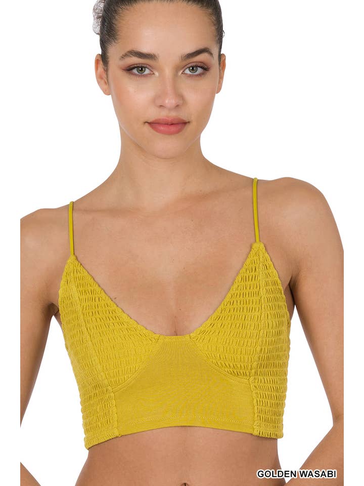 42POPS - Wholesale Bralette - Women's - ..SI-22629 SMOCKED TRIANGLE BRALETTE