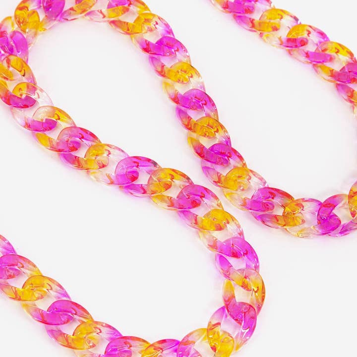 Tvåfärgad Curb Chain Link Akrylväskrem i rosa och orange för wholesale av Sarta