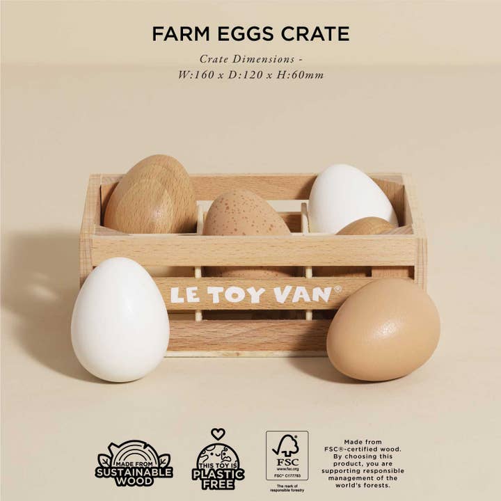 Le Toy Van, Inc. - Wholesale Wood Toy - Kids - Farm Eggs Wooden Market Crate