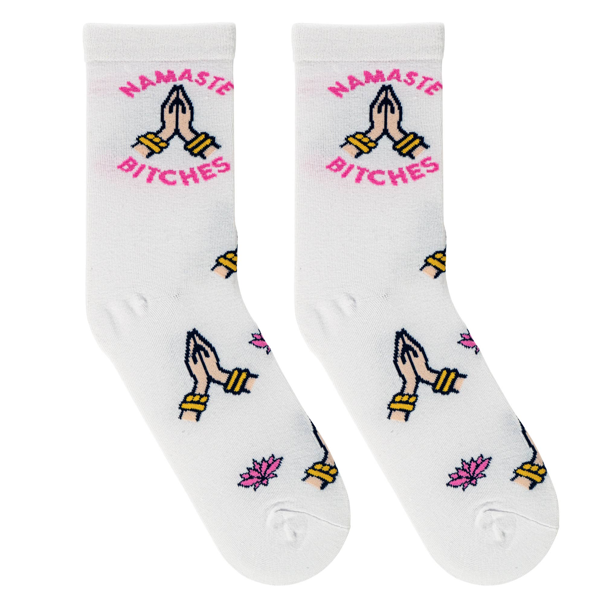 Crazy Socks - Vente Chaussettes – femme - Namaste Bitches - Crew plié pour femme2