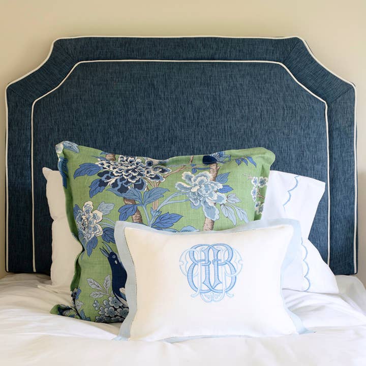 Garden Folly Fine Linens - Wholesale Bedding Pillowcase/Sham - TRIMMED AND TAILORED LINEN BOUDOIR PILLOW SHAM - SKY BLUE