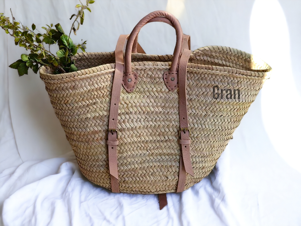 Gran Wholesale - Wholesale Backpack - Women's - Moroccan French Market Basket Bag - Backpack with Leather1