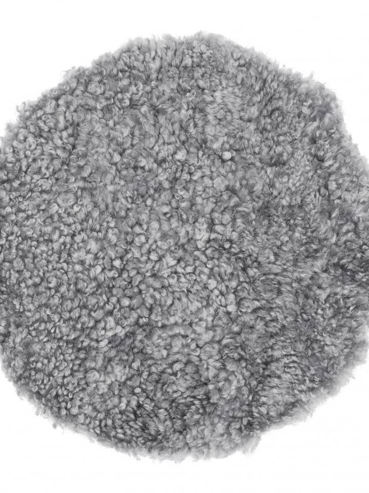 Funda de asiento rizada de piel de oveja - Round_Charcoal Silver Grey para venta al por mayor de Skinnwille Home