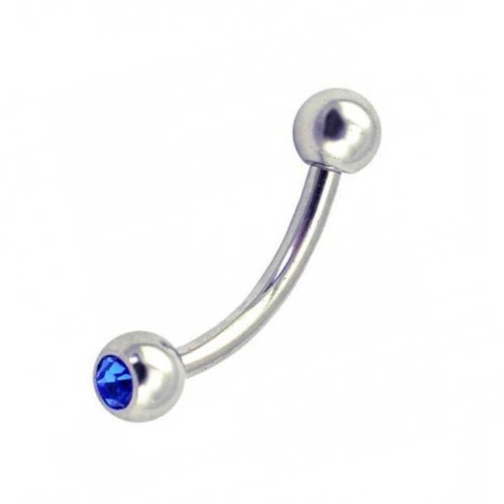 Bodytrend - Wholesale Lip Ring - SINGLE JEWELLED BANANABE CURVED BARBELL SURGICAL STEEL 316L