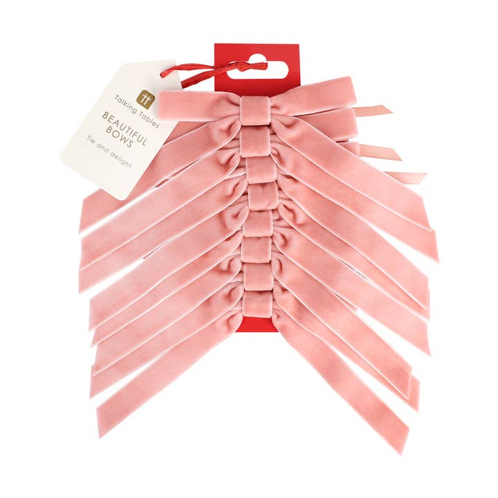 Talking Tables UK – wholesale Bow – Gift wrapping – Christmas Pink Velvet Bows - 8 Pack0