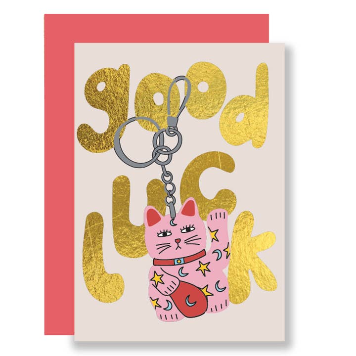 MINI good luck greeting card, gold foil card for wholesale by Eat the Moon | Greeting cards and stationery
