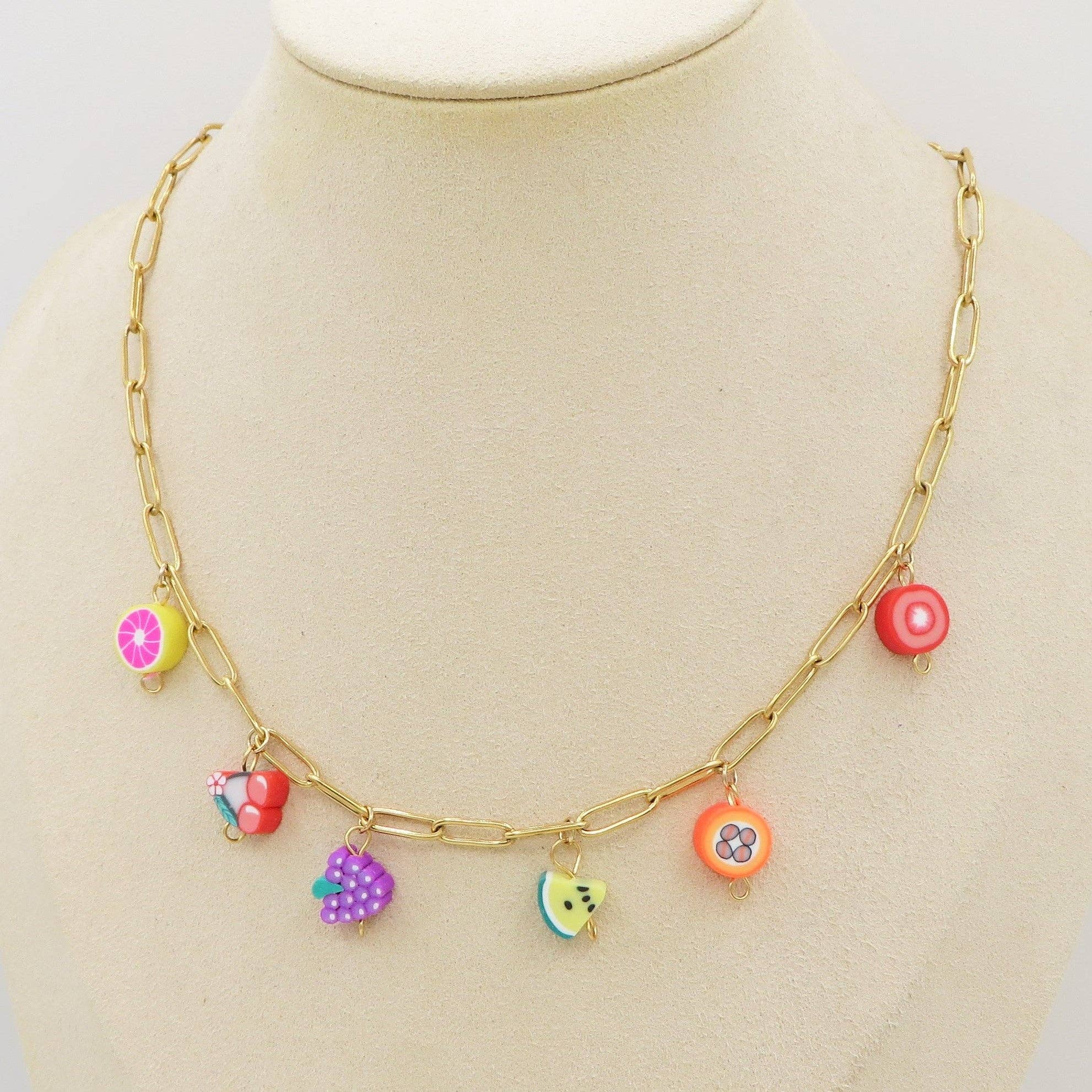 Daemon srls - Wholesale Pendant/Charm Necklace - CUTE FRUITS - ACCIAIO inossidabile - Collana catena charms frutta3