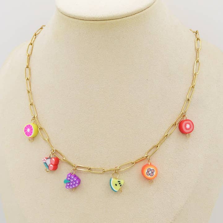 Daemon srls - Wholesale Pendant/Charm Necklace - CUTE FRUITS - ACCIAIO inossidabile - Collana catena charms frutta3