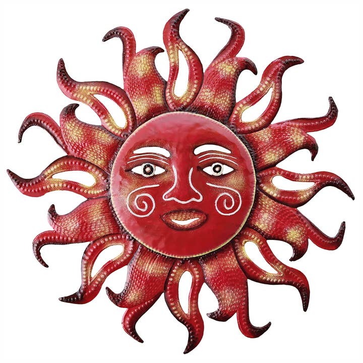 Painted Red Flare Sun for wholesale by Le Primitif Galleries