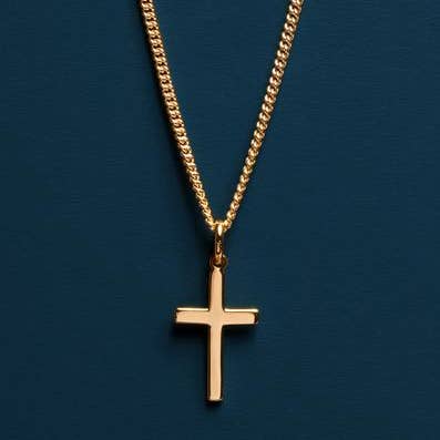 We Are All Smith - Wholesale Pendant/Charm Necklace - Vermeil Gold Cross on 14k Gold Filled Curb Chain
