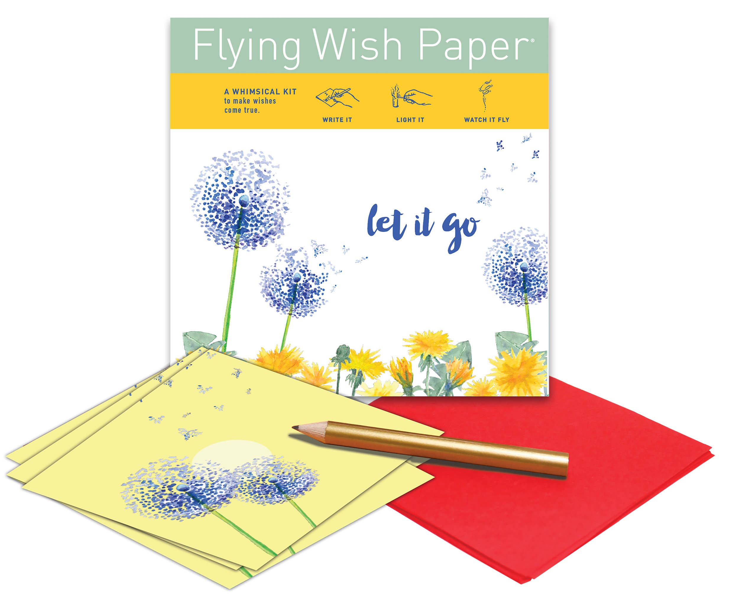 FLYING WISH PAPER ® - Vente Cartes d'encouragement - LAISSEZ-LE ALLER / Kit Mini de Souhaits / 15 Feuilles + Accessoires1
