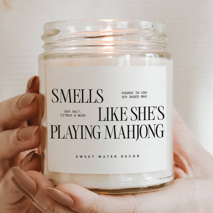 *NEW* Smells Like She's Playing Mahjong 9 oz Soy Candle for wholesale by Sweet Water Decor