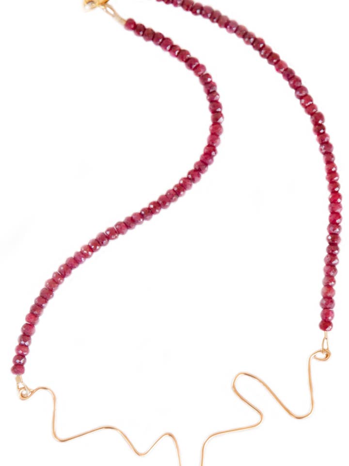 Gold Wire Ruby Necklace for wholesale by Negar Shams