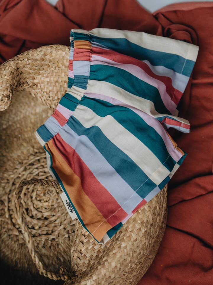 Vertical Delight Linen Walkshort for wholesale by Little Yogi Company