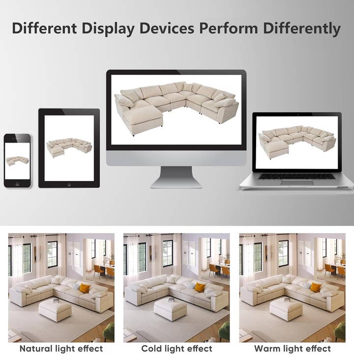 Beige Oversized U Shaped Modular Sectional Sofa with Ottoman for wholesale on Faire5