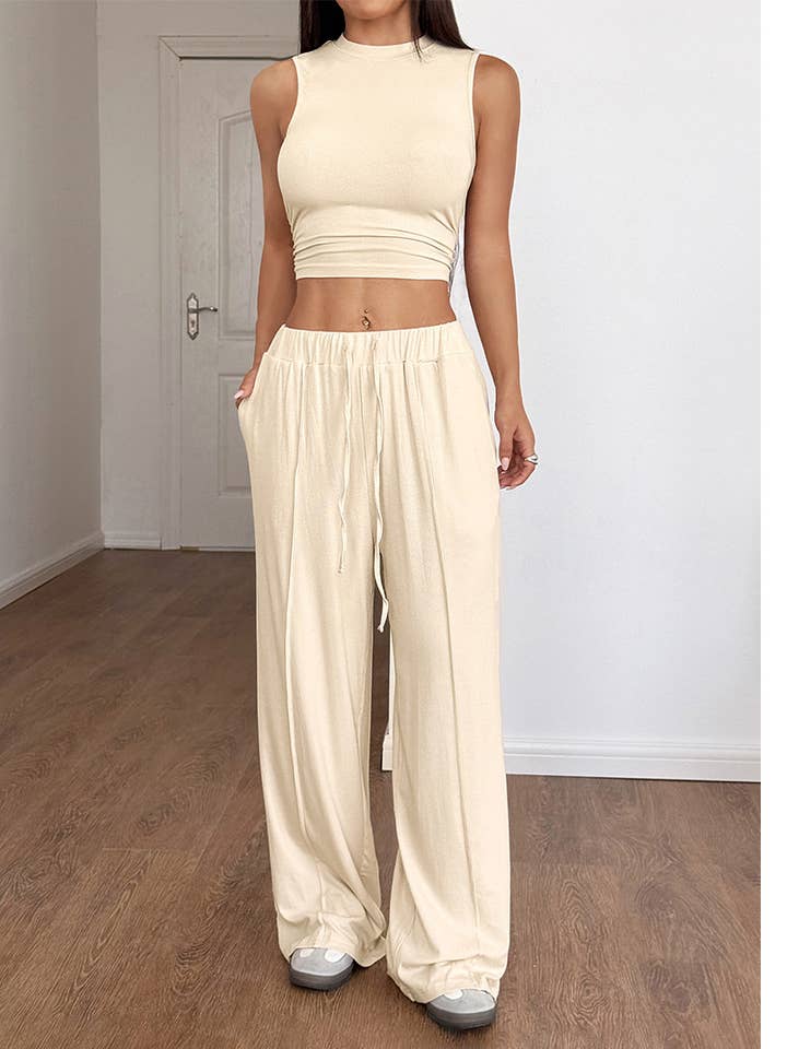 Ensemble Minimaliste Gilet Sans Manches et Pantalon à Jambe Droite DY353 pour la vente par UNISHE