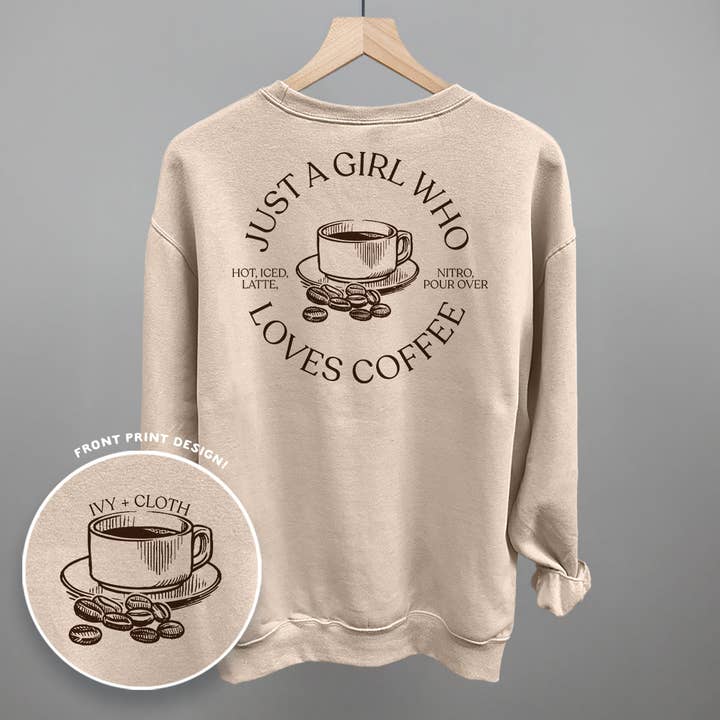 Juste une fille qui aime le café (impression au dos) pour la vente par Ivy + Cloth