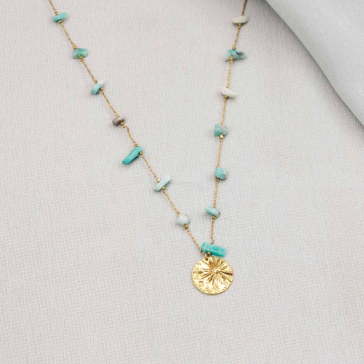 Necklaces Pepita amazonite necklace with pendant for wholesale by Olivolga Bijoux