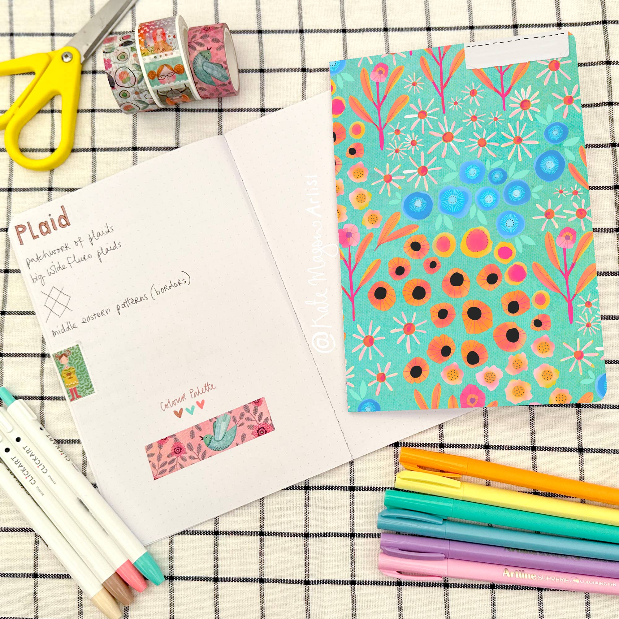 Kate Mason Artist - Wholesale Notebook - Florally Floral Aqua NOTEBOOK4