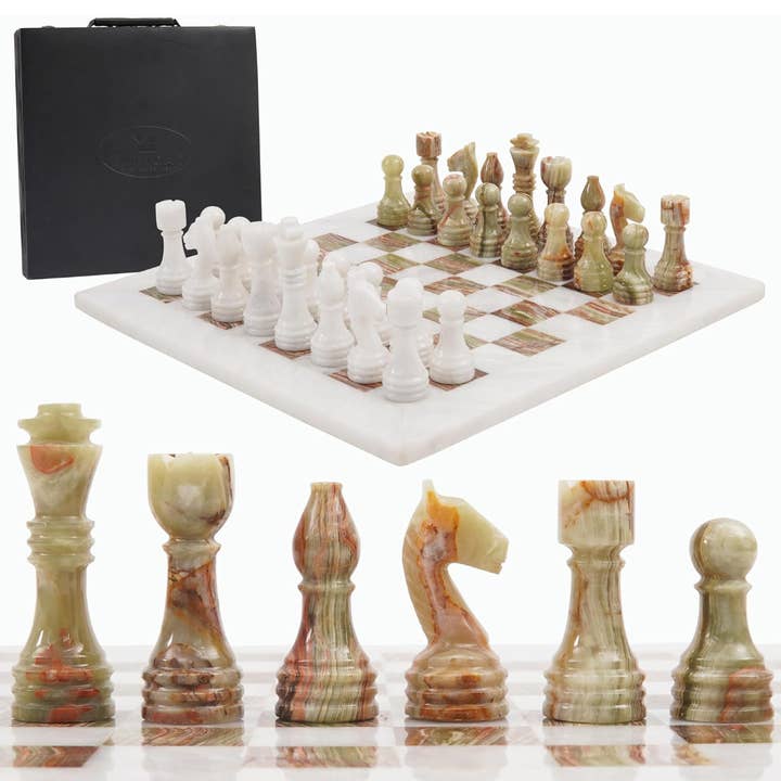 38 cm Klassische Weiß-Grün Marmor Schach Aufbewahrungsbox für den Großhandel von Radicaln