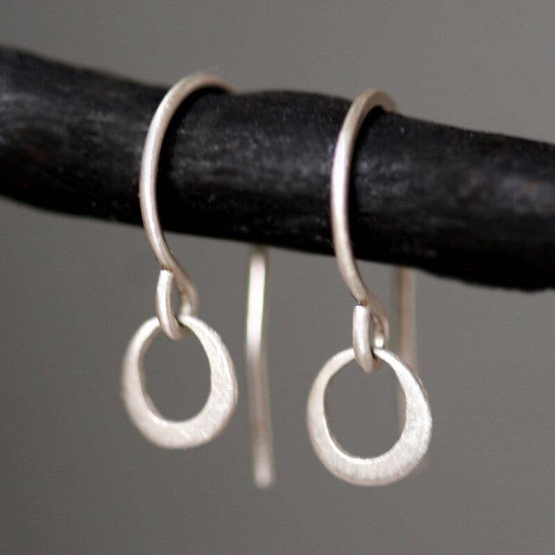 Michelle Chang - Wholesale Dangle Earrings - Tiny Ring Earrings in Sterling Silver0