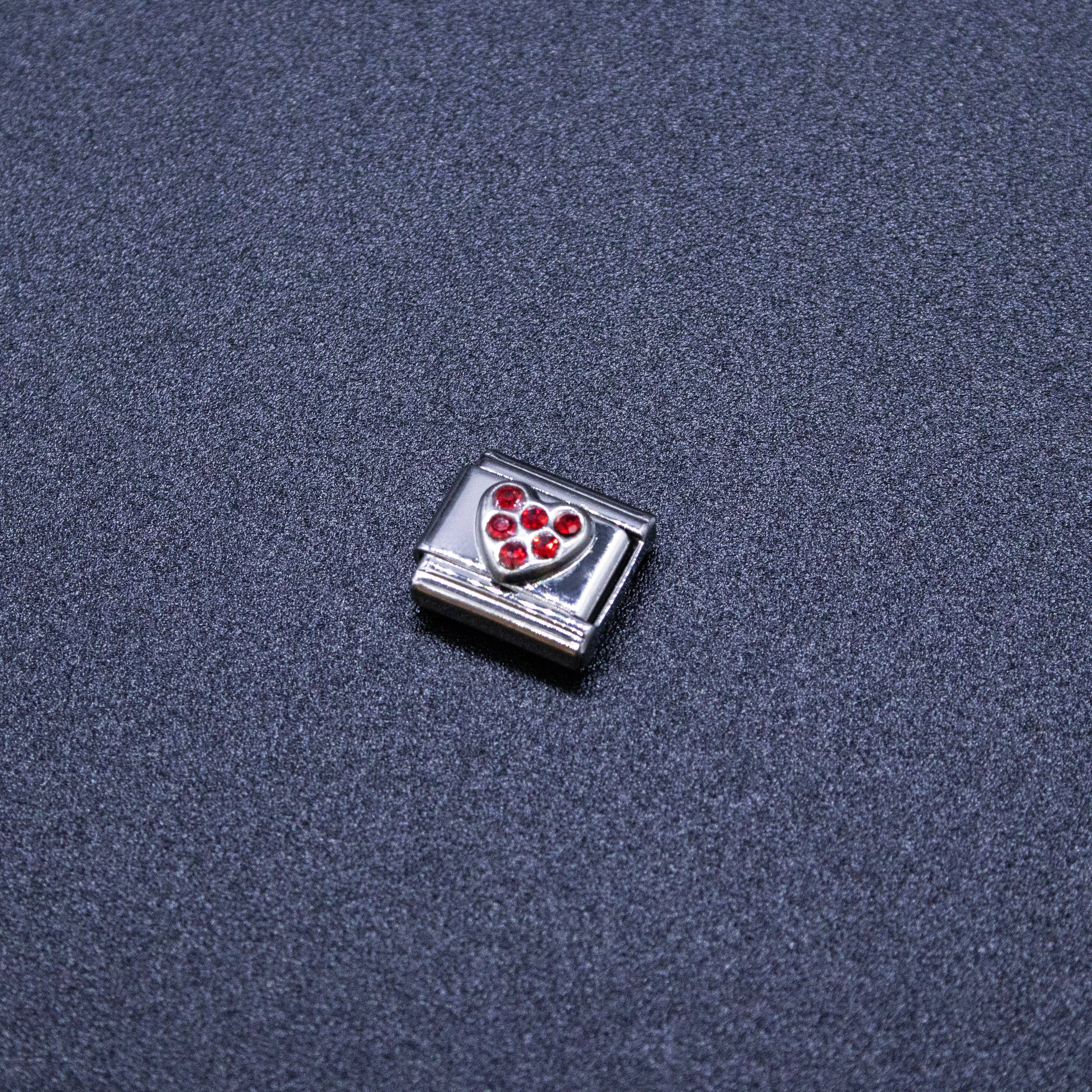 Natalia - Wholesale Individual Charm/Pendant - Italian Charm Bracelet Charms - Rhinestone Heart Links1