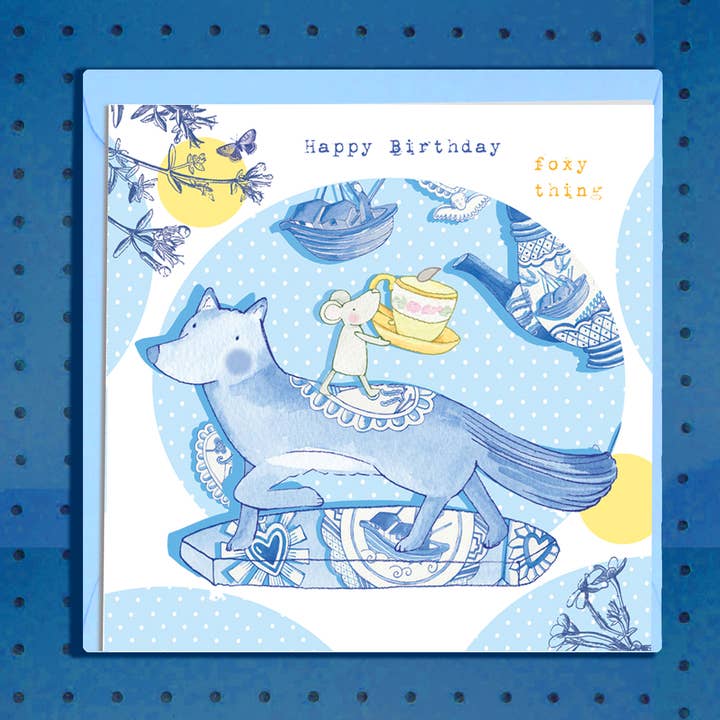 Willow Love Birds Fox Greeting Card set of 6 for wholesale by Siobhan at april rose