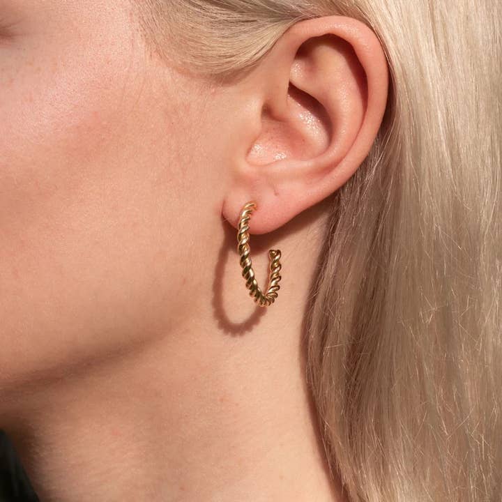 Guld tekstur Hoop Øreringe for engroshandel hos G & G Jewelry