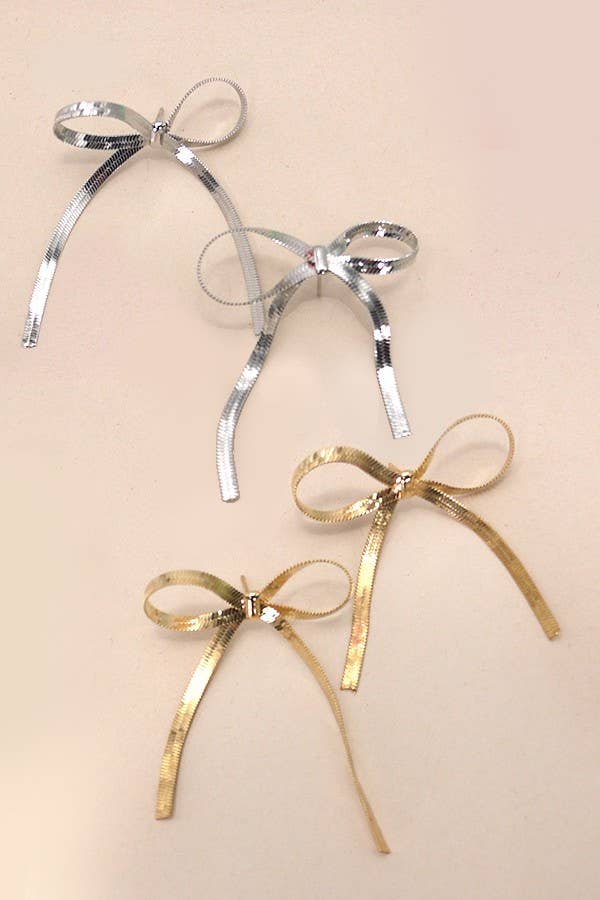 JOSSLYN by wall to wall - Wholesale Dangle Earrings - FESTIVAL BOW SNAKE CHAIN EARRINGS | 40E293