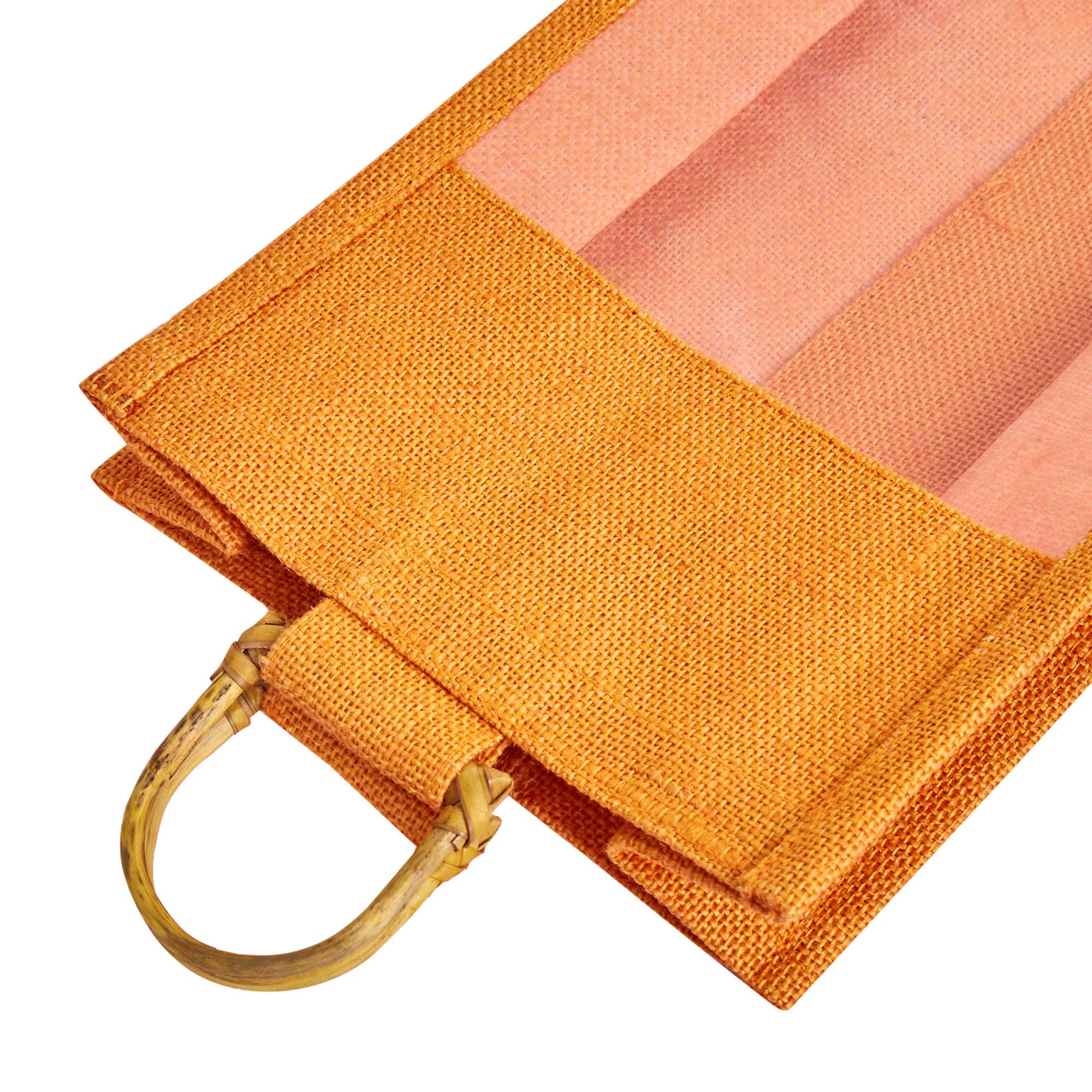 ecojutebags – wholesale Wine gift bag – 6-Pack Burlap Wine Bags with Cane Handle & Clear PVC Window30