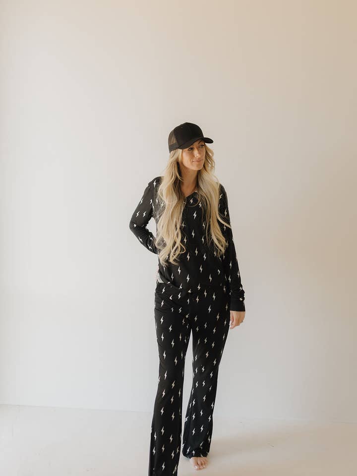 Women's Bamboo Pajama | Midnight Lightning Bolt for wholesale by Forever French Baby