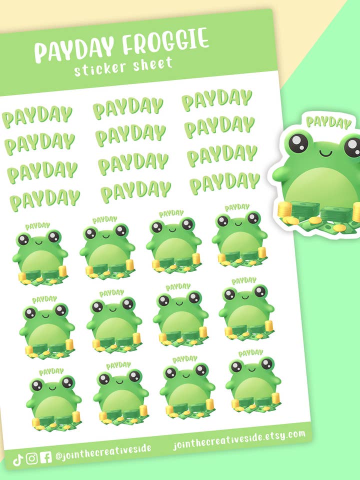 Payday | Vinylstickervel | Kikker | Budgeting Stickers voor wholesale door Join The Creative Side