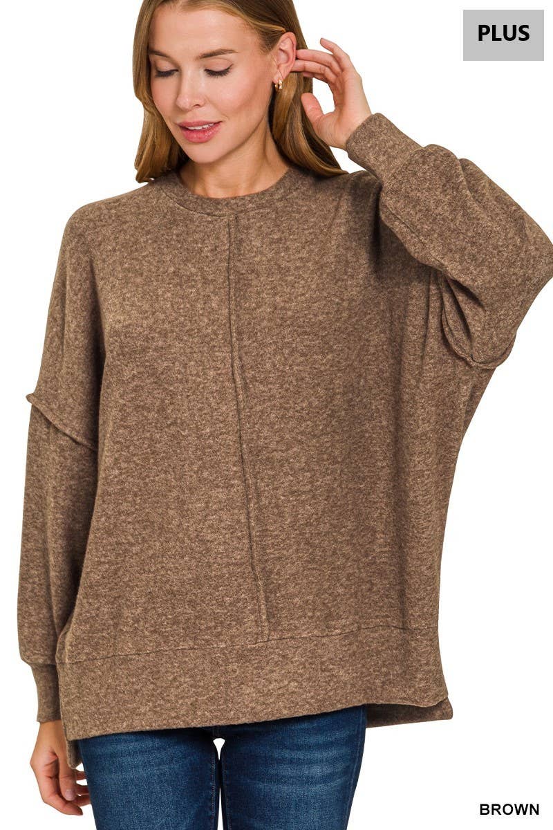 Vanilla Monkey – Engroshandel Pullover - Dame – Plus Børstet Melange Hacci Overdimensioneret Sweater1