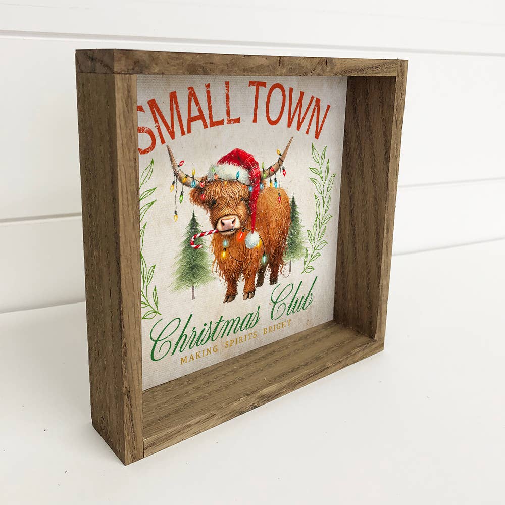 Hangout Home - Wholesale Christmas Wall Art - Small Town Christmas Club Highland Cow - Farmhouse Christmas1