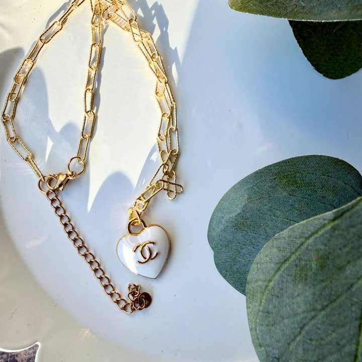 El & Gray Design - Wholesale Pendant/Charm Necklace - Upcycled Designer Heart Pendant Necklace #102 - Adjustable Chain3