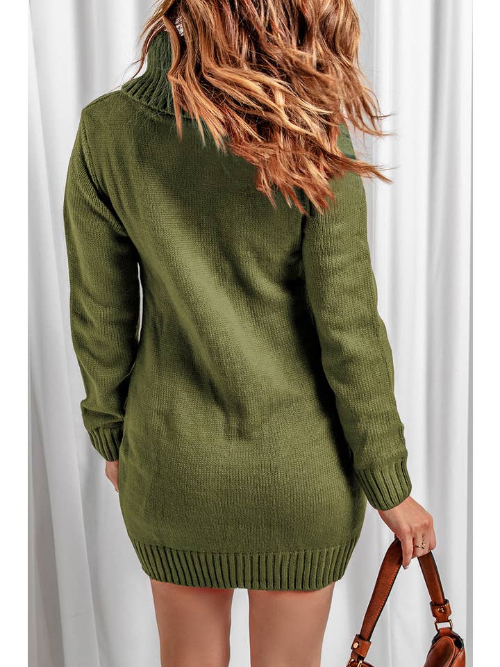 Umorger - Wholesale Dress - Women's - Cowl Neck Cable Knit Sweater DressS