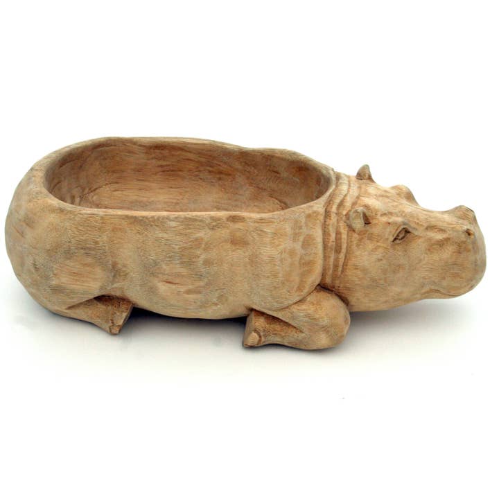 Housewares & Tabletops by Contrast Inc. - Wholesale Serve Bowl - Hand Carved Wood Hippo Bowl