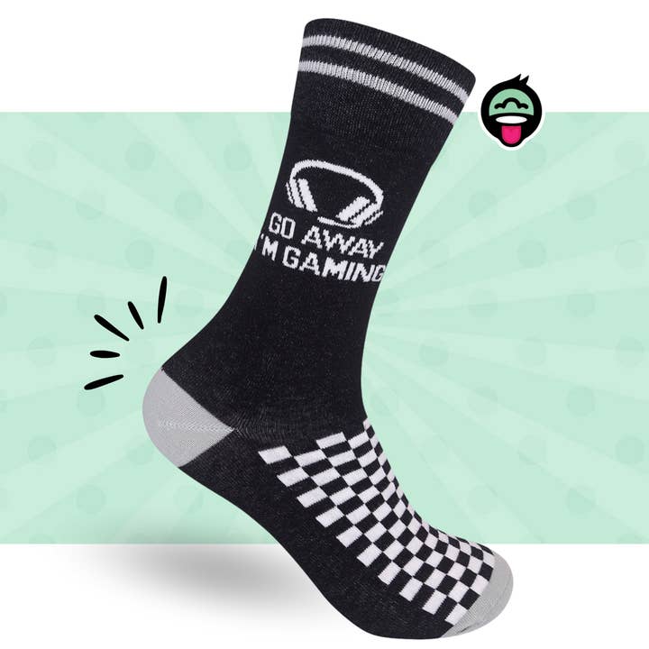 Funatic - About Face Designs - Nice Enough Merch Co - Wholesale Socks - Unisex - Go Away I'm Gaming Socks | Snarky | Funny Unisex | Funatic