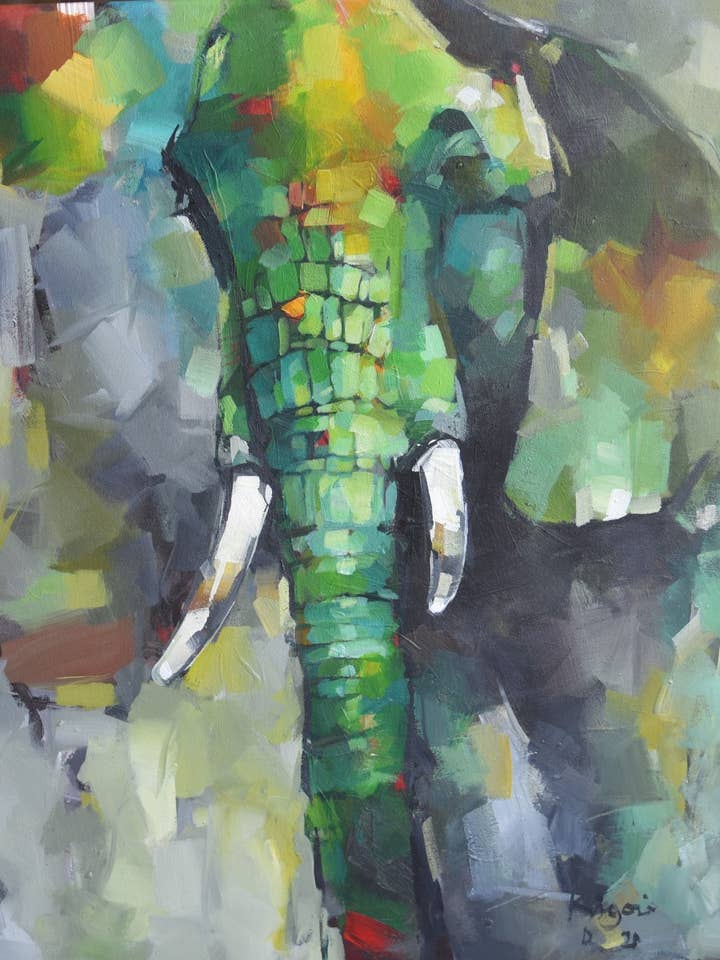 Green elephant for engroshandel hos Glocal Art