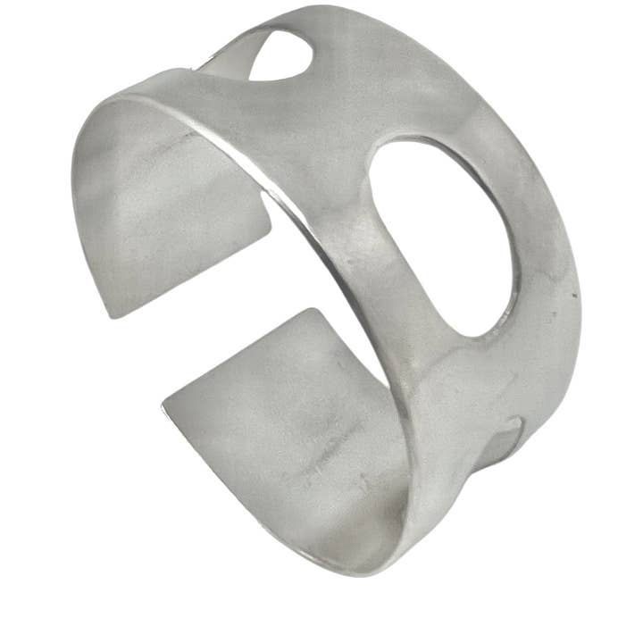 Bracciale largo in ottone Ellisse placcato argento 10µ per la vendita all'ingrosso da parte di Gloria Mago