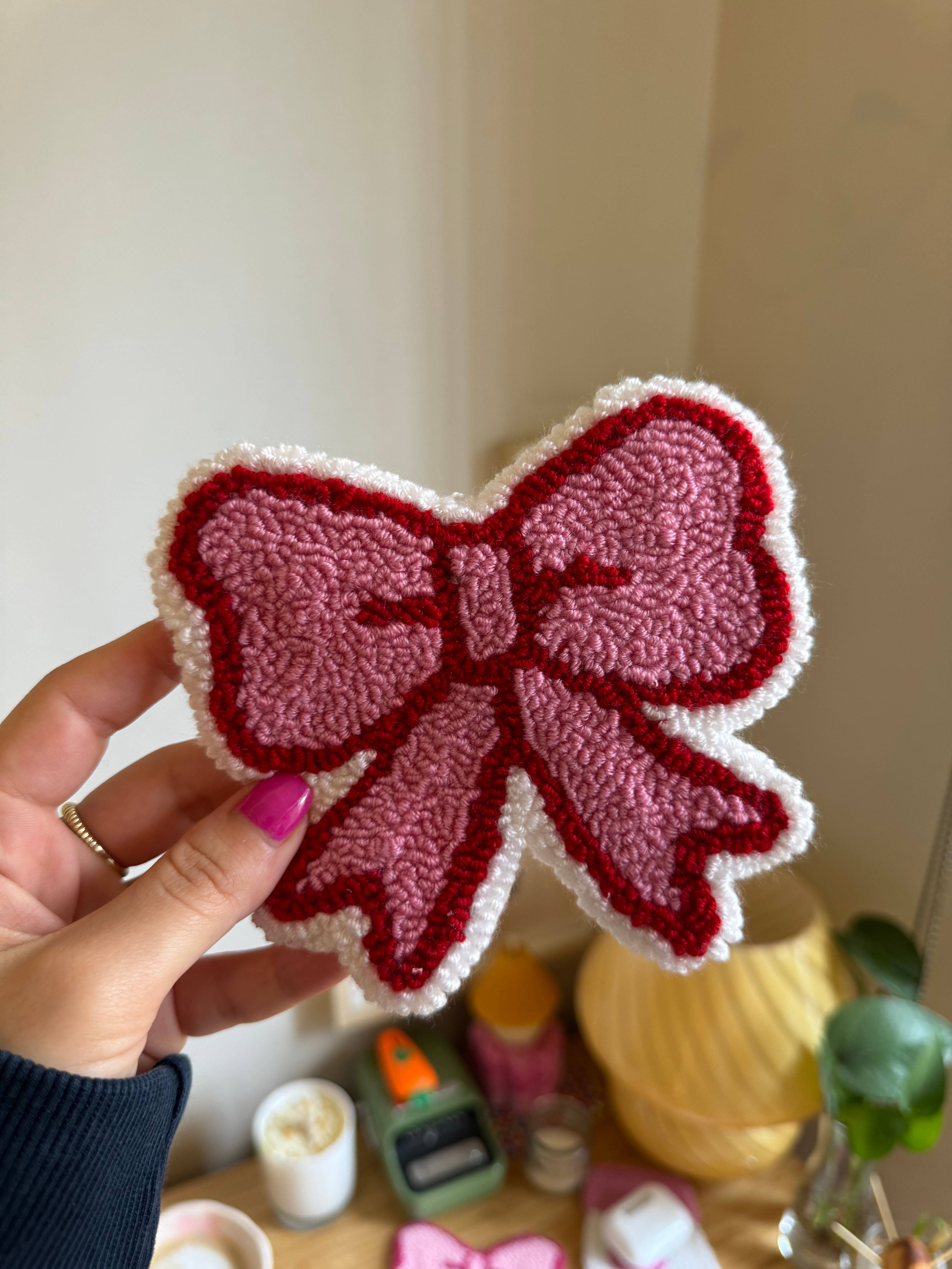 MUUDLAND - Wholesale Coasters - Pink Bows Coasters,Tufted Mug Rug Punch Needle Coaster7