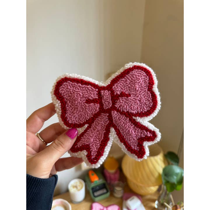 MUUDLAND - Wholesale Coasters - Pink Bows Coasters,Tufted Mug Rug Punch Needle Coaster7