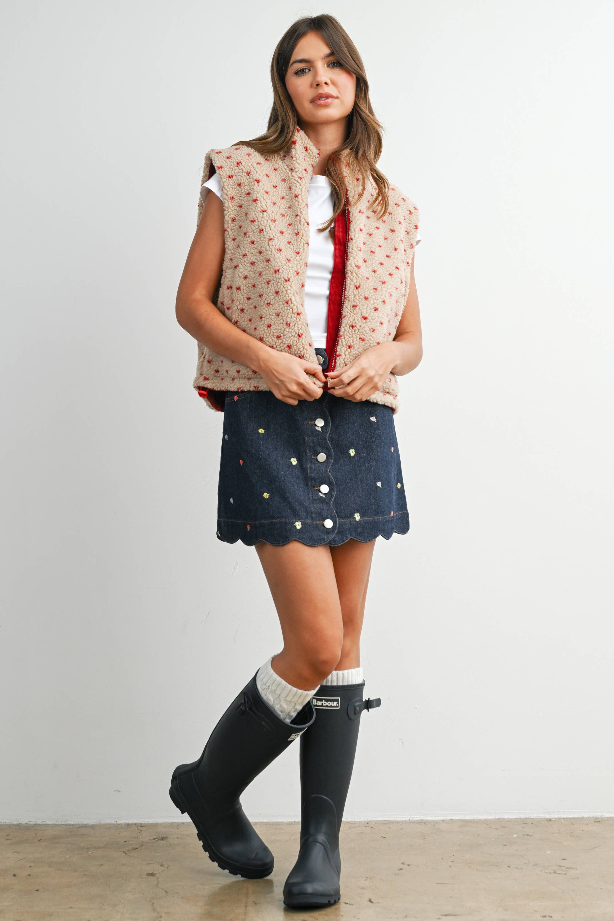 BUTTERMELON - Wholesale Jacket - Women's - Floral Fleece Sleeveless Vest - BMJ784945