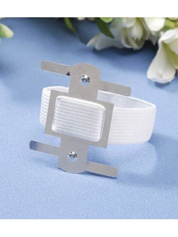 Elastic Wristlet with Kaber Clip, White for wholesale by Tremont Floral Supplies