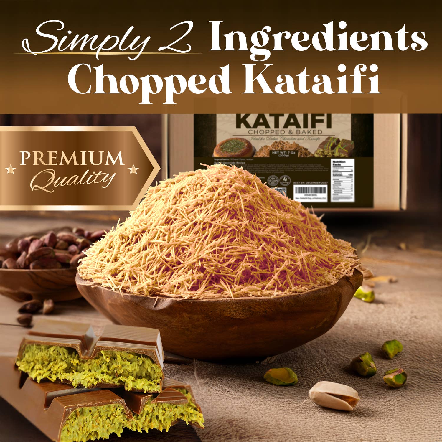 Ceres Gourmet - Wholesale Baking Chocolate - Cooked & Chopped Kataifi  - 7oz5