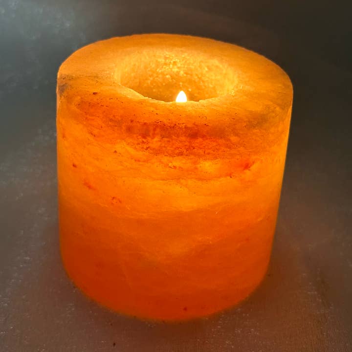 Bougie chauffe-plat cylindrique en sel de l'Himalaya pour la vente par Page Imports