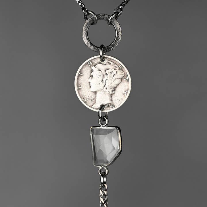 One of a Kind Silver Dime on an Adjustable Chain for wholesale by KBD Studio