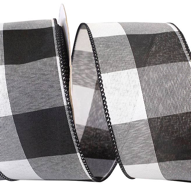 Black/white Jumbo Check Wired Edge, Black/white, 2-1/2 In for wholesale by RELIANT RIBBON