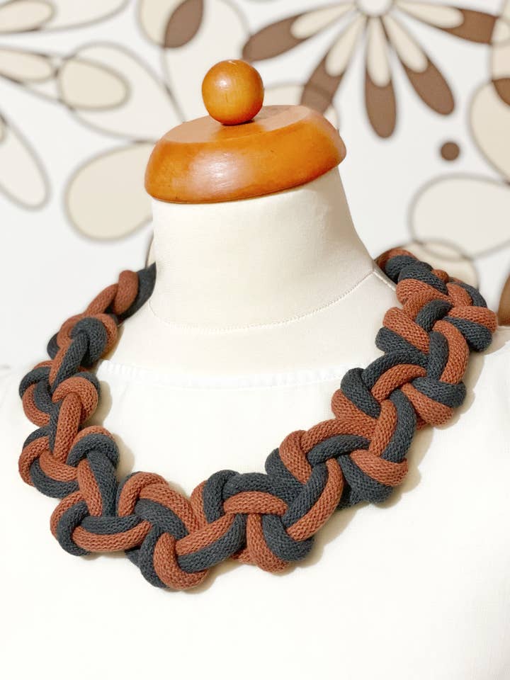 Knotted cotton rope necklace - Two Tone for wholesale by Besoph