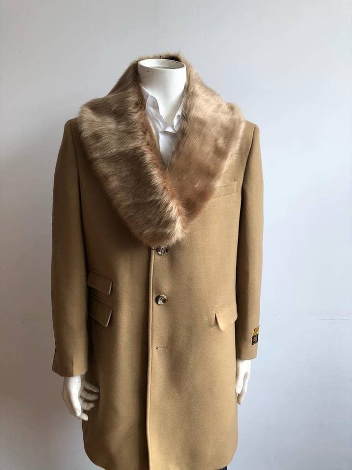 Mens Camel Car Coat for wholesale by Alberto Nardoni